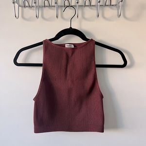 Cotton On Maroon Benni High Neck Seamless Top, Size XS/S